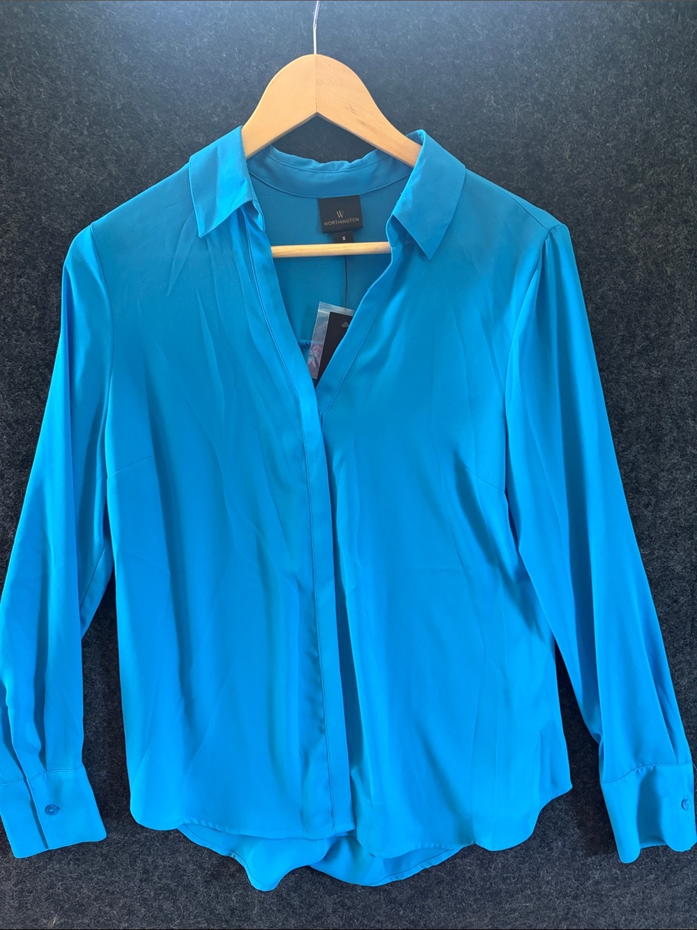 Worthington Blue Button-Down Blouse